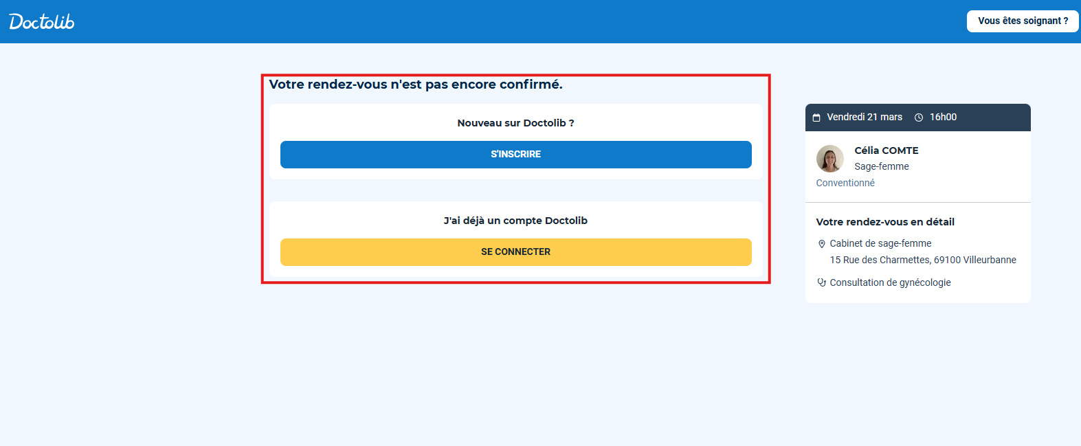 Confirmation du rendez-vous